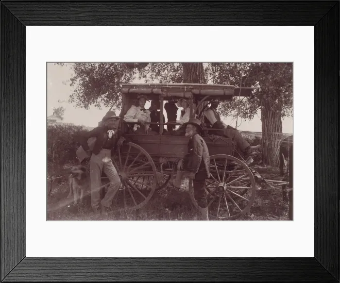 Framed Print : Group with Horse-Drawn Carriage, 1890s. Creator: Christian Barthelmess Framed Print : Group with Horse-Drawn Carriage, 1890s. Creator: Christian Barthelmess