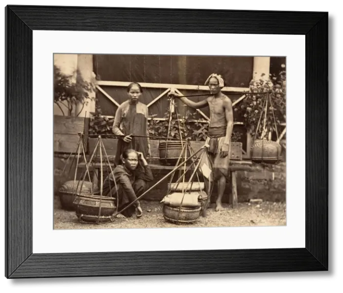 Framed Print : Marchands de Fruits, Cochinchine, 1866. Creator: Emile Gsell Framed Print : Marchands de Fruits, Cochinchine, 1866. Creator: Emile Gsell