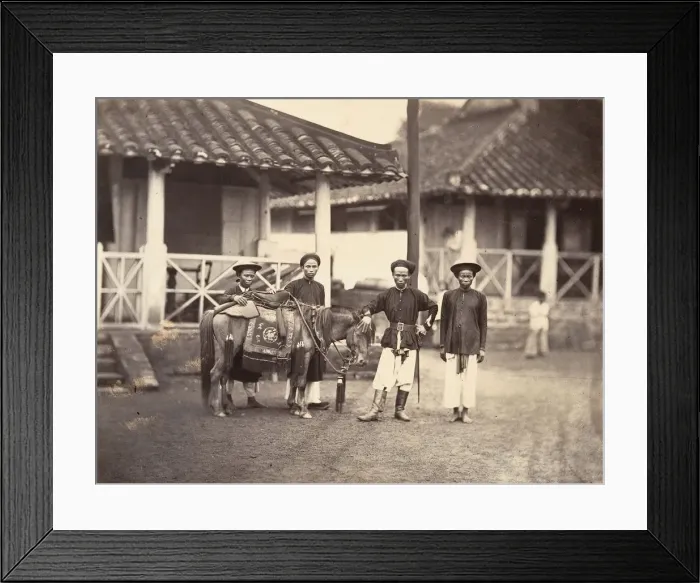 Framed Print : Riche Annamite montant a cheval, Cochinchine, 1866. Creator: Emile Gsell Framed Print : Riche Annamite montant a cheval, Cochinchine, 1866. Creator: Emile Gsell