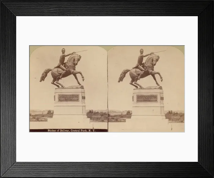 Framed Print : Stereographic View of Statue of Simon Bolivar by R. de la Cova, Central Park, New York Framed Print : Stereographic View of Statue of Simon Bolivar by R. de la Cova, Central Park, New York