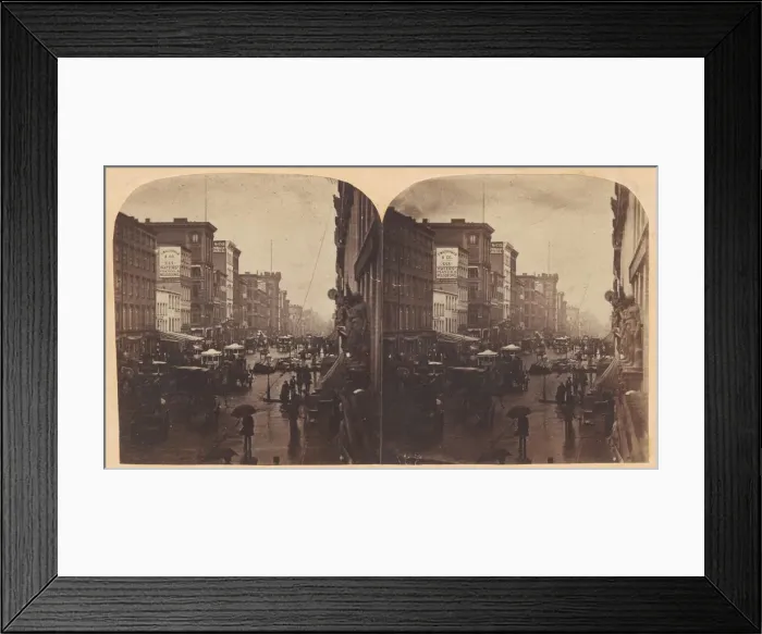Framed Print : Broadway in the Rain, likely taken from 308 or 310 Broadway, New York City, ca. 1860s Framed Print : Broadway in the Rain, likely taken from 308 or 310 Broadway, New York City, ca. 1860s