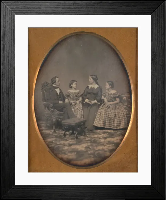 Framed Print : Self-Portrait with Wife and Two Daughters, 1854. Creator: John Adams Whipple Framed Print : Self-Portrait with Wife and Two Daughters, 1854. Creator: John Adams Whipple