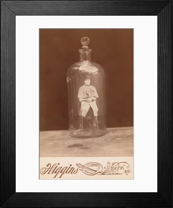 Framed Print : Man in Bottle, ca. 1888. Creator: John C. Higgins Framed Print : Man in Bottle, ca. 1888. Creator: John C. Higgins