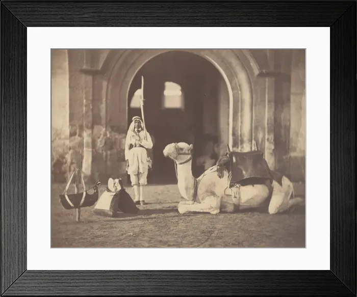 Framed Print : [Soldier and Military Camel], 1866. Creator: Gustave Le Gray