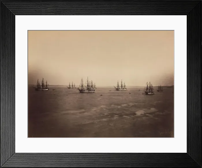Framed Print : The French and English Fleets, Cherbourg, August 1858. Creator: Gustave Le Gray