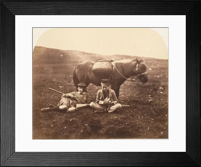 Framed Print : Charlie and Peel Ross with Horse after a Hunt, ca. 1856-59. Creator: Horatio Ross Framed Print : Charlie and Peel Ross with Horse after a Hunt, ca. 1856-59. Creator: Horatio Ross
