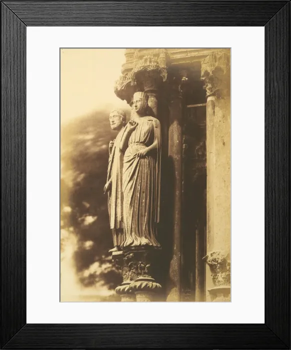 Framed Print : [Large Figures on the North Porch, Chartres Cathedral], 1852. Creator: Henri Le Secq