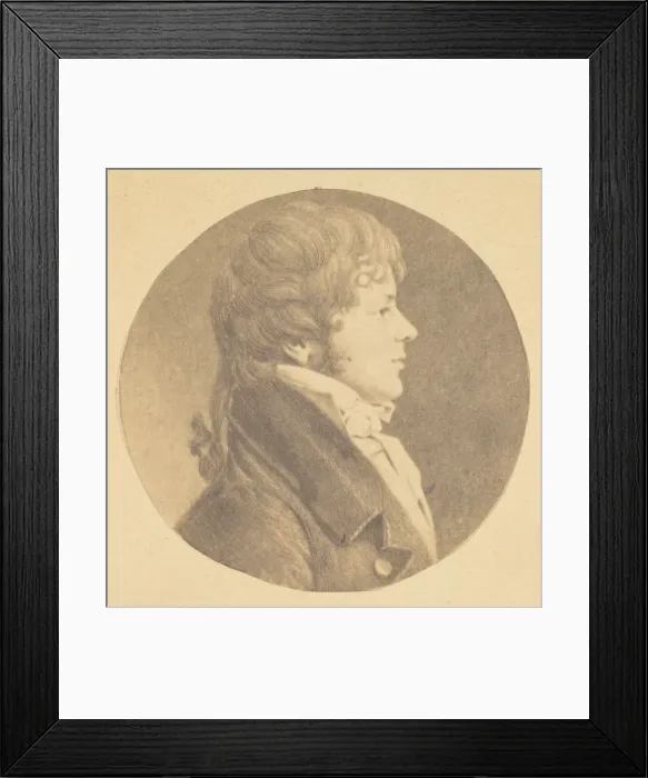 Framed Print : Mezzotint portrait of a Young Man in Profile, from The St Framed Print : Mezzotint portrait of a Young Man in Profile, from The St