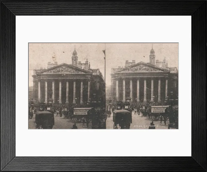 Framed Print : Pair of Stereograph Views of the Royal Exchange, London, England, 1850s-1910s Framed Print : Pair of Stereograph Views of the Royal Exchange, London, England, 1850s-1910s