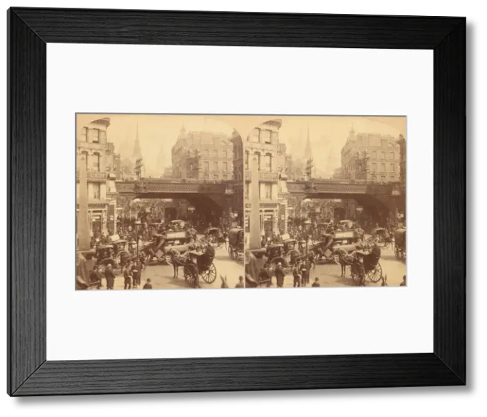 Framed Print : Group of 4 Stereograph Views of Ludgate Hill, London, England, 1850s-1910s Framed Print : Group of 4 Stereograph Views of Ludgate Hill, London, England, 1850s-1910s
