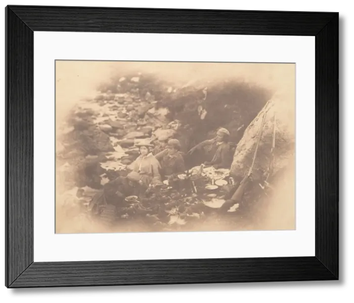 Framed Print : Picnic Near a Stream, ca. 1856. Creator: Horatio Ross Framed Print : Picnic Near a Stream, ca. 1856. Creator: Horatio Ross