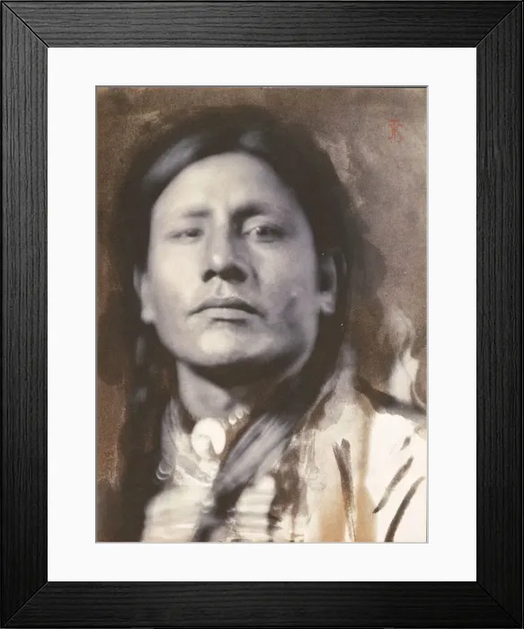 Framed Print : A Sioux Chief [Has-No-Horses], 1898. Creator: Joseph Turner Keiley