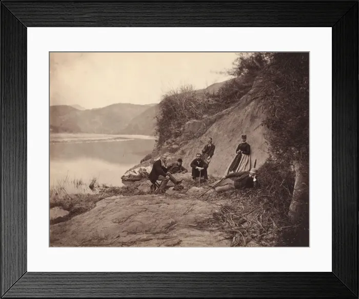 Framed Print : [Group Portrait near Fangguangyan Monastery, Fujian], ca. 1869. Creator: Afong Lai