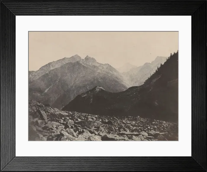 Framed Print : View of the Arruns Pass and Peak from the Pont de Soube, 1852. Creator: John Stewart Framed Print : View of the Arruns Pass and Peak from the Pont de Soube, 1852. Creator: John Stewart