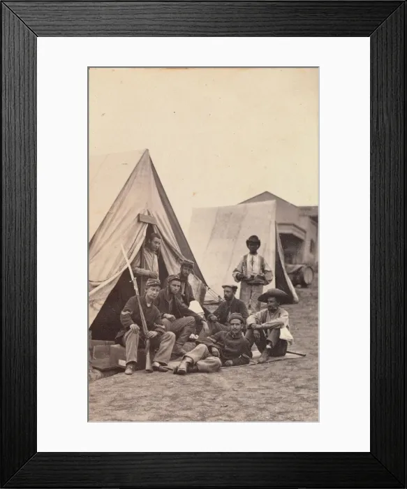 Framed Print : [Camp Scene with Soldiers of the 22nd New York State Militia, Harpers Ferry, Virginia]