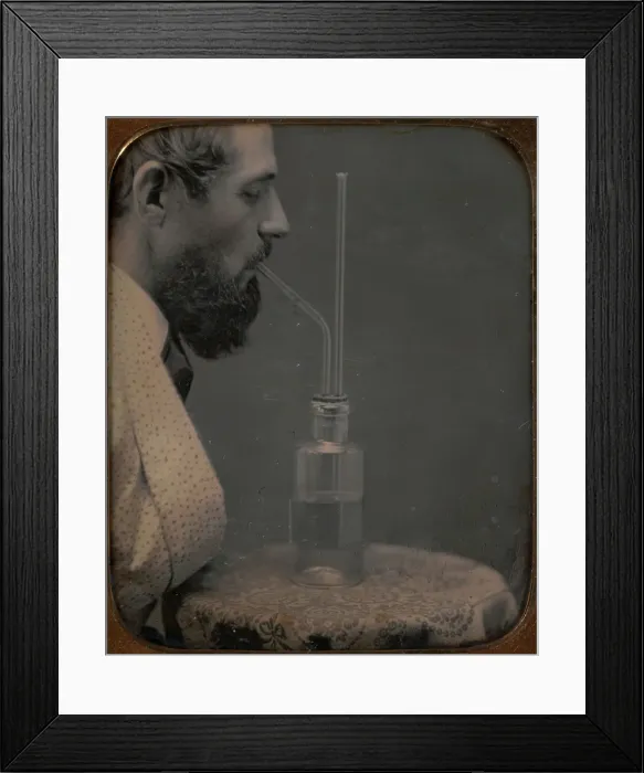 Framed Print : James Hyatt Inhaling Chlorine Gas, 1850-55. Creator: Peter Welling Framed Print : James Hyatt Inhaling Chlorine Gas, 1850-55. Creator: Peter Welling