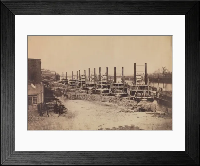 Framed Print : Supply Steamers at Nashville, Tennessee, 1862. Creator: Rodney Poole Framed Print : Supply Steamers at Nashville, Tennessee, 1862. Creator: Rodney Poole