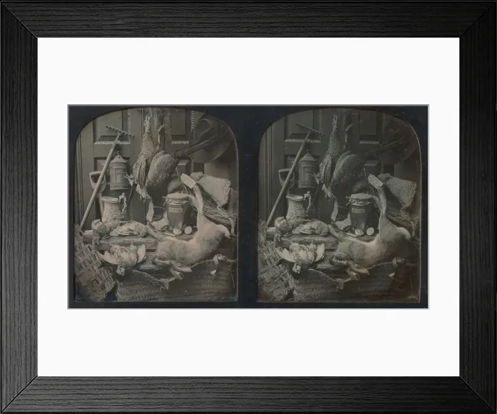 Framed Print : Still-life of Game with Rake and Onion Jar, 1854 or later Framed Print : Still-life of Game with Rake and Onion Jar, 1854 or later