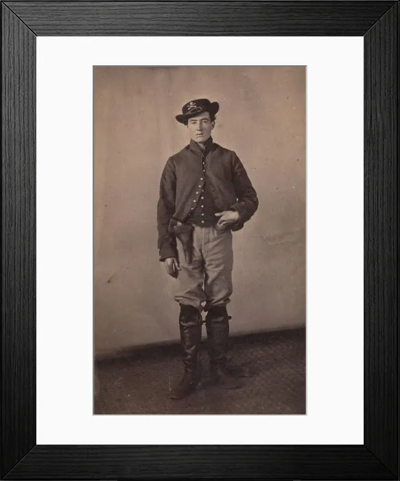 Framed Print : Union Cavalry Soldier with Pistol in Holster, 1861-65. Creator Framed Print : Union Cavalry Soldier with Pistol in Holster, 1861-65. Creator