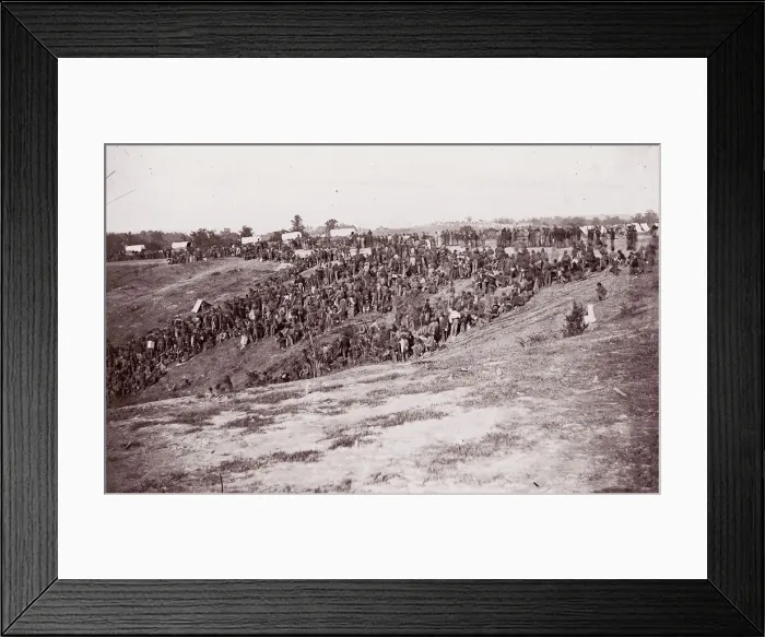 Framed Print : Confederate Prisoners at Belle Plain, 1863. Creator: Tim O Sullivan Framed Print : Confederate Prisoners at Belle Plain, 1863. Creator: Tim O Sullivan