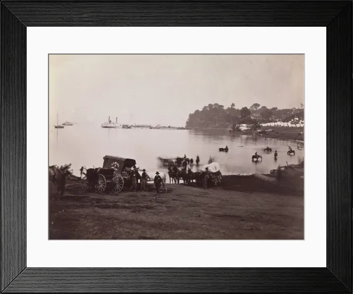 Framed Print : Belle Plain. Distant View of Landing, 1864. Creators: Tim O Sullivan, James Gardner Framed Print : Belle Plain. Distant View of Landing, 1864. Creators: Tim O Sullivan, James Gardner