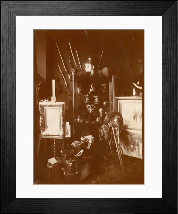 Framed Print : Collection of Military Artifacts, 1880s. Creator: Unknown Framed Print : Collection of Military Artifacts, 1880s. Creator: Unknown