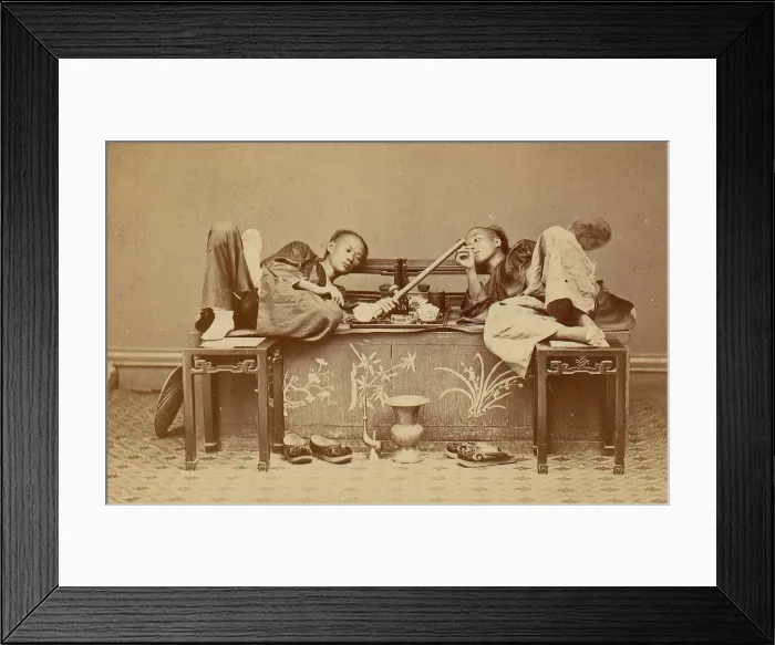 Framed Print : [Opium Smokers], 1870s. Creator: Pun-Lun