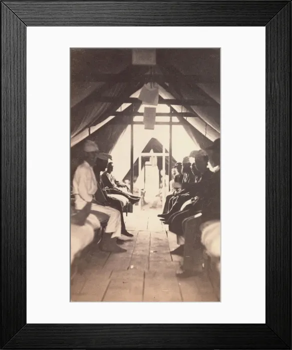 Framed Print : [Wounded Soldiers on Cots, possibly at Harewood Hospital], 1865