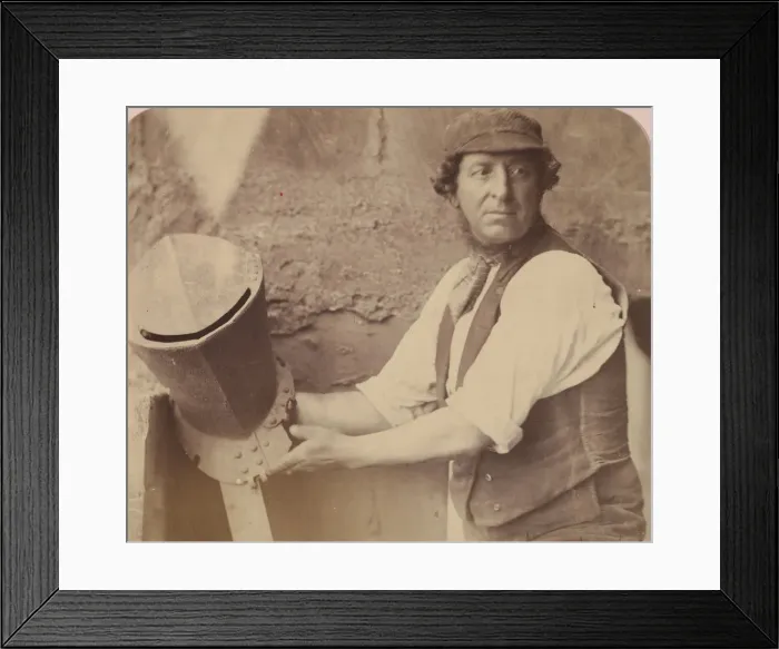 Framed Print : [Man with Helmet], 1858. Creator: Oscar Gustav Rejlander