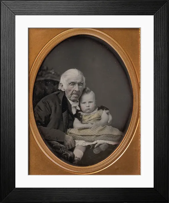 Framed Print : Josiah Bunting, 85, with George M. Bunting, 17 Months, 1850s. Creator: Samuel Broadbent Framed Print : Josiah Bunting, 85, with George M. Bunting, 17 Months, 1850s. Creator: Samuel Broadbent