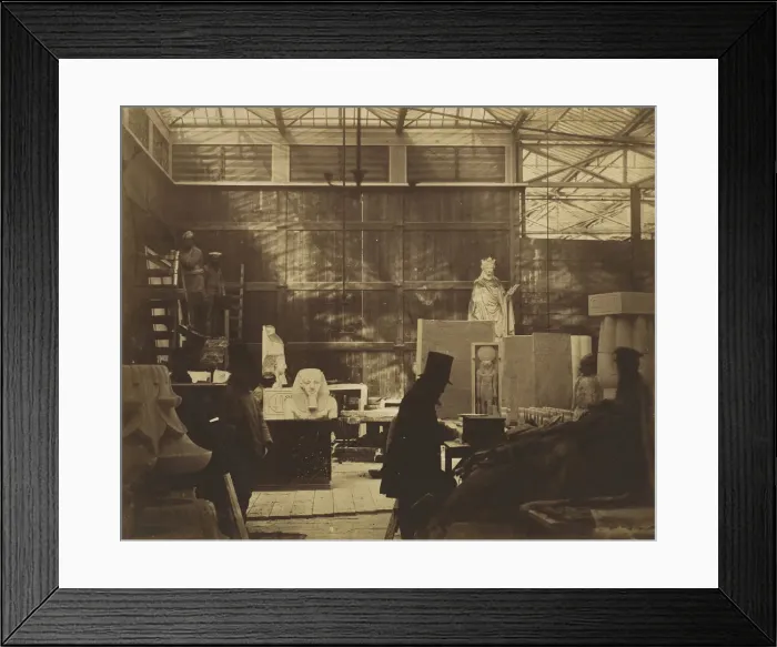 Framed Print : [Storeroom with Artisans and Plaster Casts, Crystal Palace], 1852