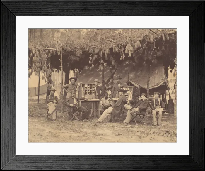 Framed Print : Chief Officer and Clerks of the Ambulance Department, 9th Army Corps, in Front of P Framed Print : Chief Officer and Clerks of the Ambulance Department, 9th Army Corps, in Front of P