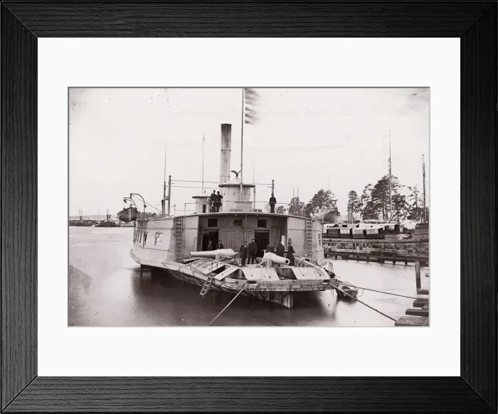 Framed Print : U. S. Gunboat Commodore Perry on Pamunkey River, 1861-65 Framed Print : U. S. Gunboat Commodore Perry on Pamunkey River, 1861-65