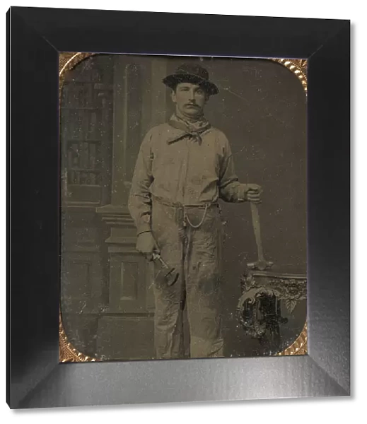 Workman Holding a Wrench and Hammer, 1860s. Creator: Unknown