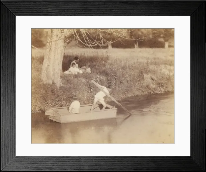 Framed Print : Two Boys Playing at the Creek, July 4, 1883, 1883. Creator: Thomas Eakins Framed Print : Two Boys Playing at the Creek, July 4, 1883, 1883. Creator: Thomas Eakins
