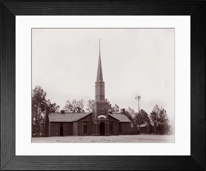 Framed Print : Poplar Grove Church, built by 50th New York Volunteers, 1865. Creator: Tim O Sullivan Framed Print : Poplar Grove Church, built by 50th New York Volunteers, 1865. Creator: Tim O Sullivan