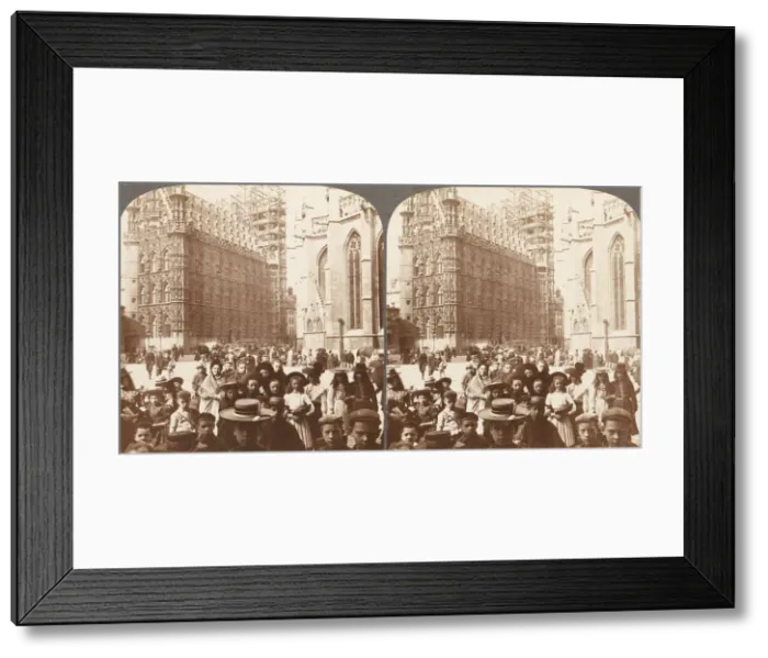 Framed Print : Group of 3 Stereograph Views of Belgium, 1890s-1910s. Creator: Bert Underwood Framed Print : Group of 3 Stereograph Views of Belgium, 1890s-1910s. Creator: Bert Underwood