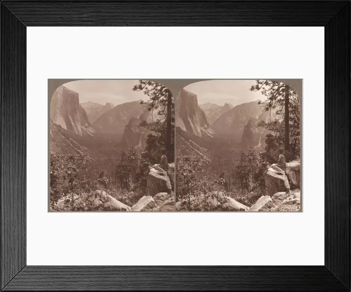 Framed Print : Group of 23 Stereograph Views of Yosemite Valley Housed in Original Publishers Box, ca Framed Print : Group of 23 Stereograph Views of Yosemite Valley Housed in Original Publishers Box, ca