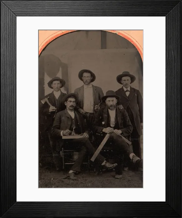 Framed Print : [Five Carpenters], 1870-80s. Creator: Unknown