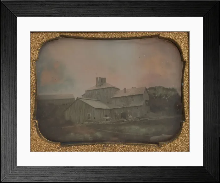 Framed Print : Mill or Warehouse with Vertical Clapboard Siding, 1850s. Creator: Unknown Framed Print : Mill or Warehouse with Vertical Clapboard Siding, 1850s. Creator: Unknown