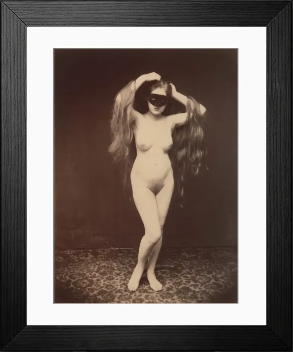 Framed Print : [Female Nude with Mask], ca. 1870. Creator: Unknown