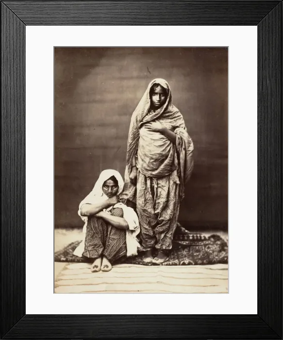 Framed Print : Two Indian Women, One Seated, 1860s. Creator: Unknown Framed Print : Two Indian Women, One Seated, 1860s. Creator: Unknown