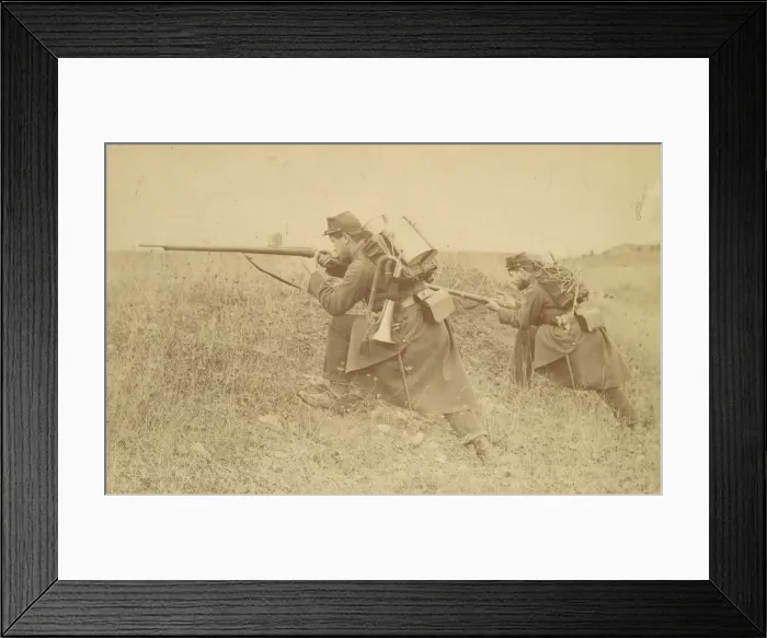 Framed Print : Soldier with Rifle and Bugle, 1880s-90s. Creator: Unknown Framed Print : Soldier with Rifle and Bugle, 1880s-90s. Creator: Unknown