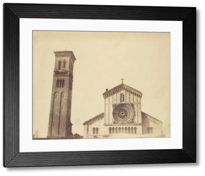 Framed Print : Wilton Church, Facade and Bell Tower, 1850s. Creator: Unknown Framed Print : Wilton Church, Facade and Bell Tower, 1850s. Creator: Unknown