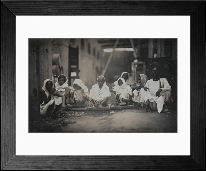 Framed Print : [Women Grinding Paint, Calcutta], ca. 1845. Creator: Unknown