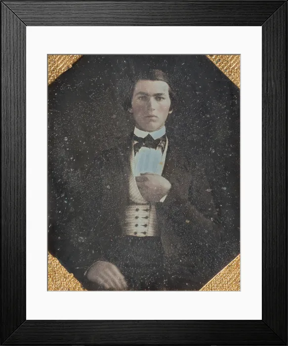 Framed Print : Young Man with Hand Tucked in Vest, 1840s. Creator: Unknown Framed Print : Young Man with Hand Tucked in Vest, 1840s. Creator: Unknown