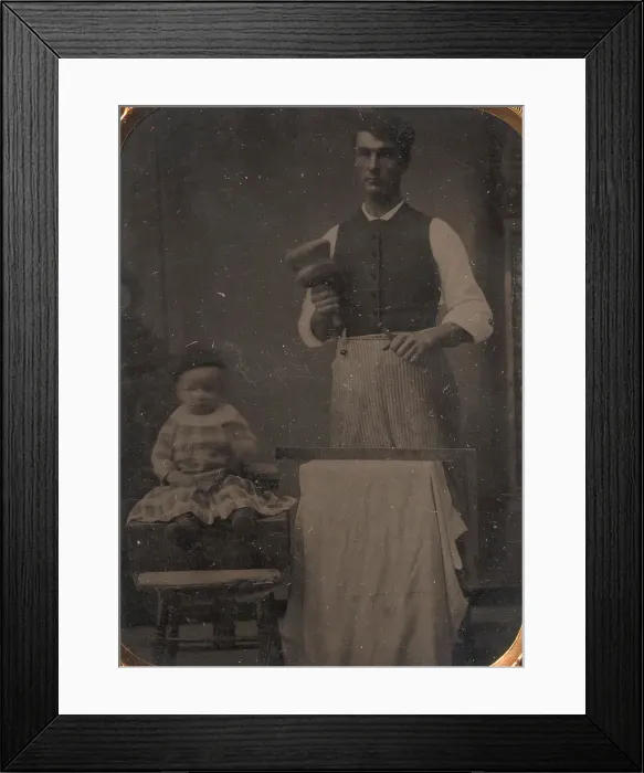 Framed Print : Stonecutter with Child, 1860s-70s. Creator: Unknown Framed Print : Stonecutter with Child, 1860s-70s. Creator: Unknown