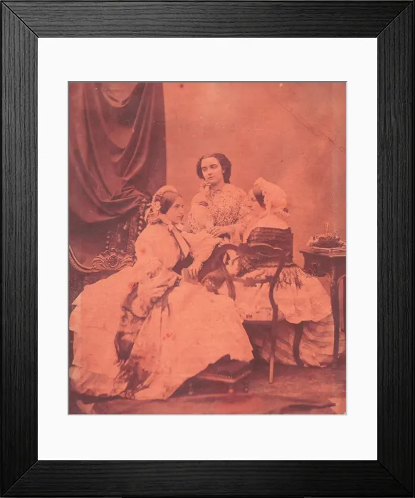 Framed Print : Three Claudet Family Women Seated in Studio, 1850s. Creator: Unknown Framed Print : Three Claudet Family Women Seated in Studio, 1850s. Creator: Unknown
