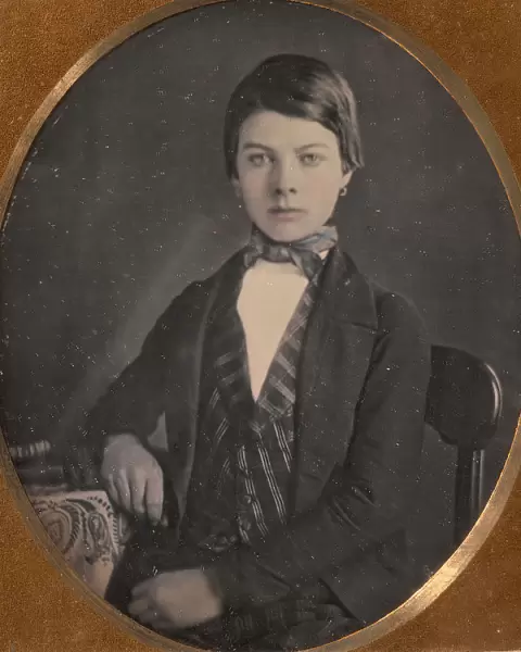 Adolescent, 12, Wearing Earrings and a Suit, 1850s. Creator: Unknown