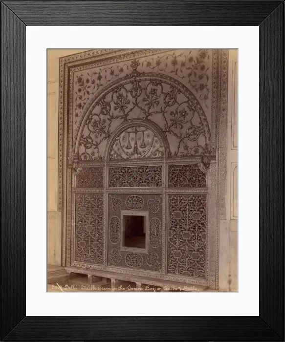 Framed Print : Marble Screen in the Sumon Burj or Queens Baths, Delhi, 1860s-70s. Creator: Unknown Framed Print : Marble Screen in the Sumon Burj or Queens Baths, Delhi, 1860s-70s. Creator: Unknown